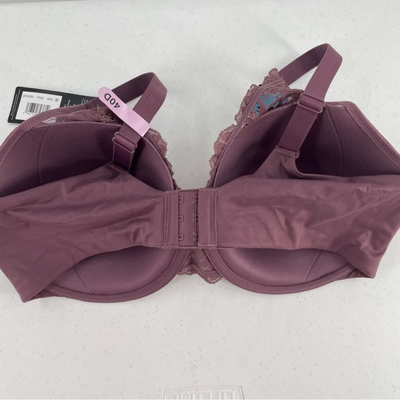 NWT Bali 40D Smoothing Lace Plum Foam Cup Stretch Adjustable Straps Back Bra - Picture 10 of 12